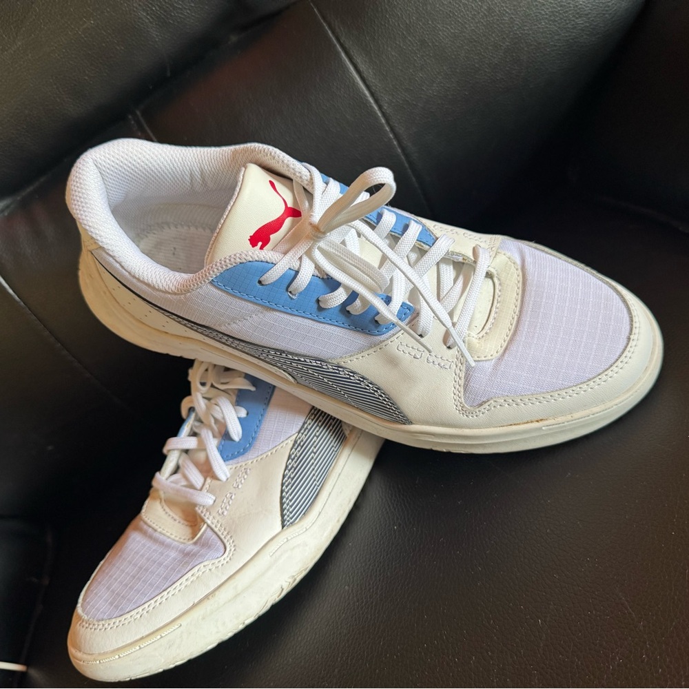 Puma White and Light Blue Athletic Shoes